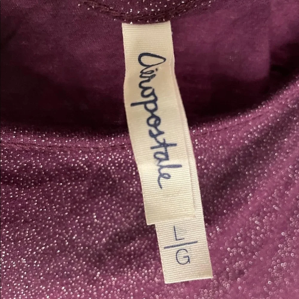🔔3 FOR $25-Aeropostale purple shimmer lightweight shirt, SZ LRG batwing sleeves - Picture 6 of 9